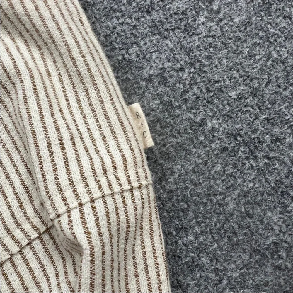 Rylee + Cru Jumpsuit Womens L Multi Linen Blend Stripe Snap Closures Long Sleeve - Picture 3 of 6